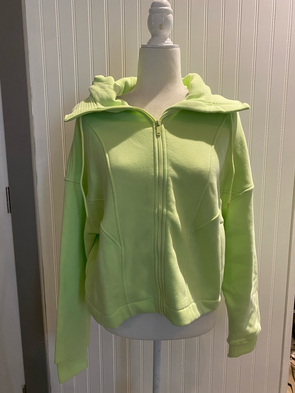 Spanx light Green Zip-Up Hooded Jacket